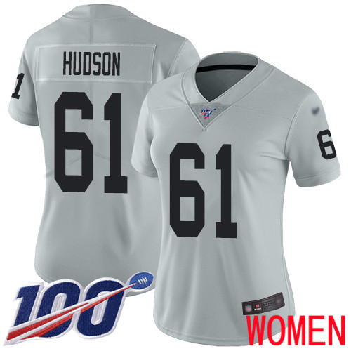 Oakland Raiders Limited Silver Women Rodney Hudson Jersey NFL Football #61 100th Season Inverted Jersey->youth nfl jersey->Youth Jersey